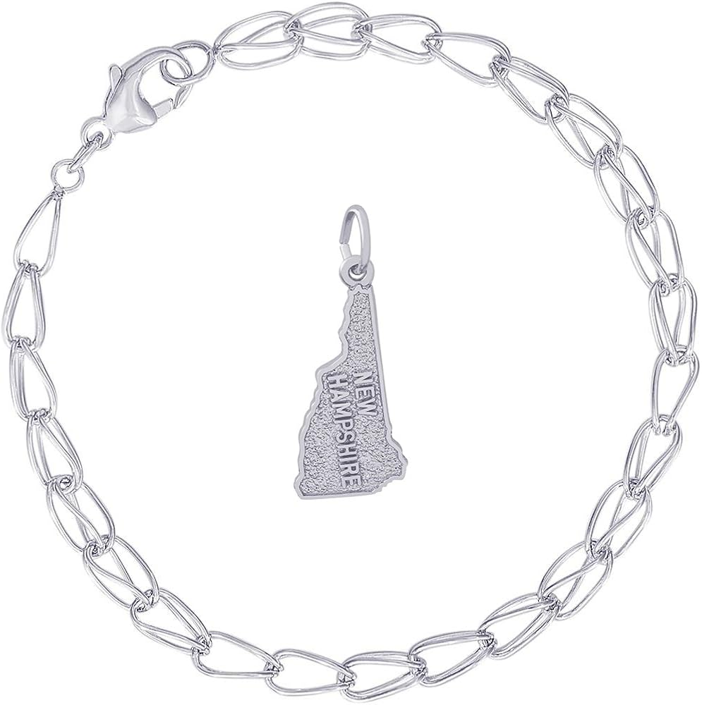 Rembrandt Charms Sterling Silver New Hampshire Charm on a Double Twist