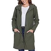 Fahsyee Raincoat Women, Rain Jacket Waterproof Coat Hooded Windbreaker Outdoor Long Active