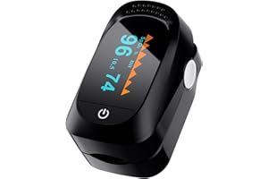 LBEAURG Fingertip Pulse Oximeter, Blood Oxygen Oxygen Meter Finger Saturation Pulse Monitor OLED Screen with AAA Batteries Lanyard