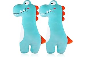 Lenwen 2 Pcs Seat Belt Pillow for Kids Cover for Boys Girls Seatbelt Cushion Pillow for Toddler Car Strap Covers for Travel Sleep Neck Head Support Pad(Blue,Dinosaur)