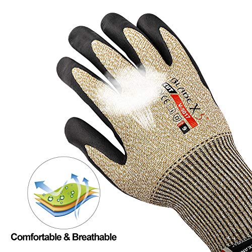 OCGIG Cut Safety Gloves Breathable Oil Resistant Level 5 Protective None Fiberglass Work Glove V-5017,L - Thumbnail 4