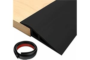 FARADY Floor Transition Strip PVC Door Threshold Ramp Doorway Edge Trim Flooring Edging Trim for Laminate Doorway Carpet Tile Floor Edge Threshold from 1/2" to 3/5" (Black, 6.6Ft)