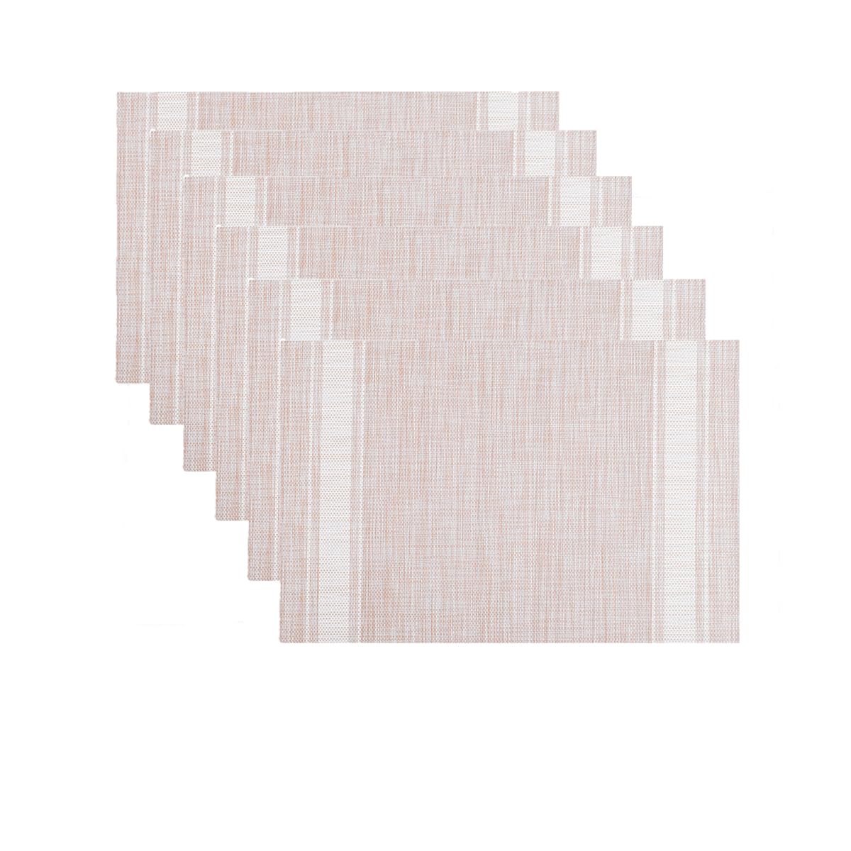 Soulnioi Placemats Set of 6, PVC Washable Table Mats Heat Resistant Dinner Place Mats for Kitchen, Dining Table, Restaurant Home Deocr - Beige