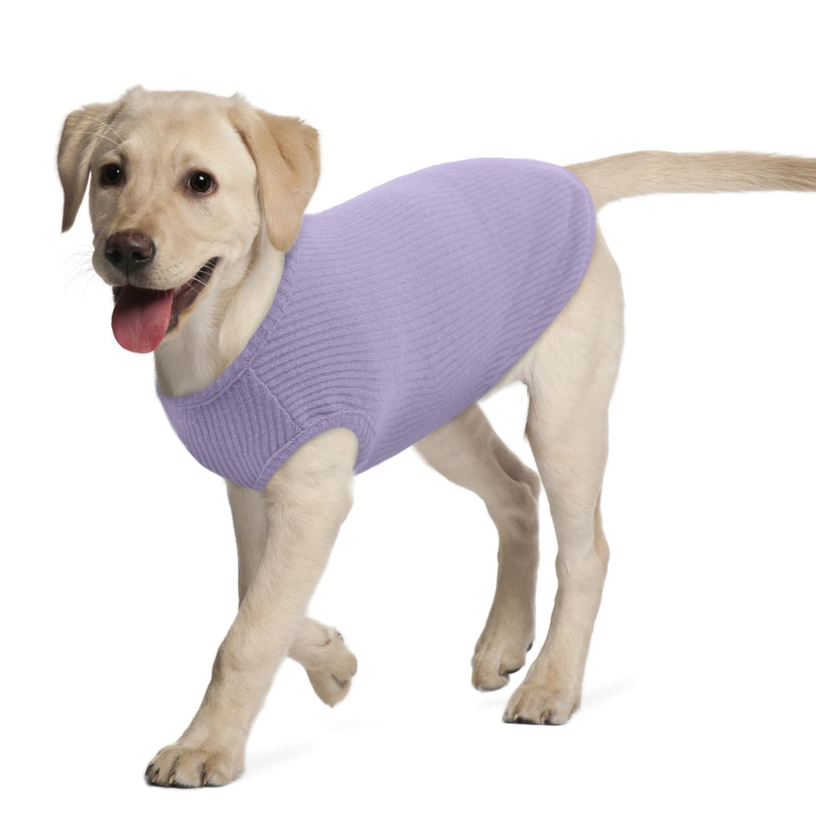 Hjumarayan Dog T Shirt - Summer Knitted Jumpers Soft Stretchy Clothes for Medium Dogs Shirts, Striped Tshirt for Slim English Bulldog, Puppy Labrador, Small Golden Retriever (Purple XXL)
