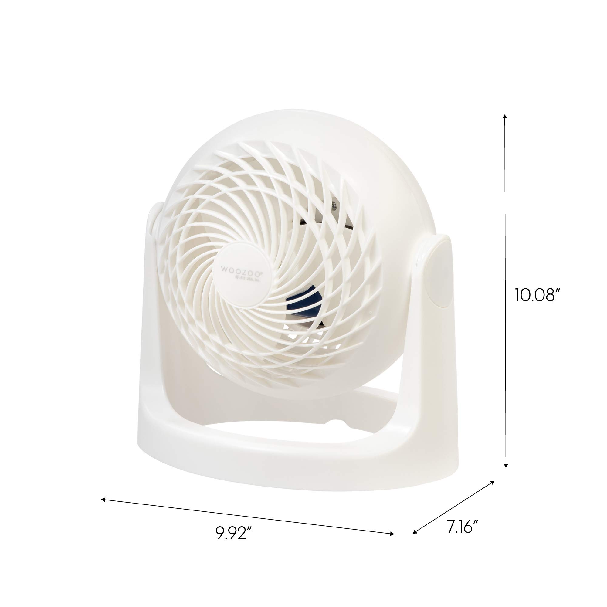 IRIS USA WOOZOO Desk Fan, Air Circulator, 3 Speeds, 52ft Max Air Distance, 360° Adjustable Tilt, 30 db Quiet Motor, Fan for Bedroom, Office, Dorm, Medium, White