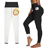 Uowou Women's Thick Fleece Lined Leggings High Waisted Tummy Control Thermal Warm Soft Yoga Pants for Cold Winter