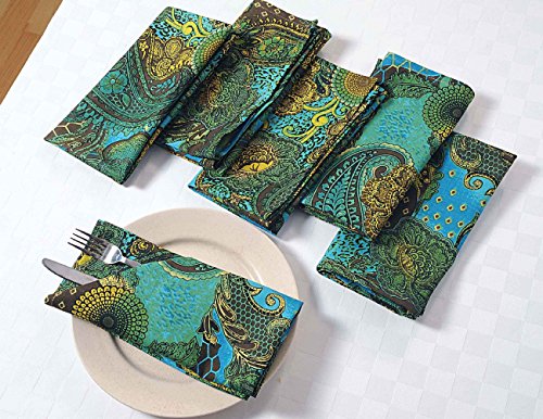 Click Here to See More Images Colorful Paisley Cotton Dinner Napkins - 20