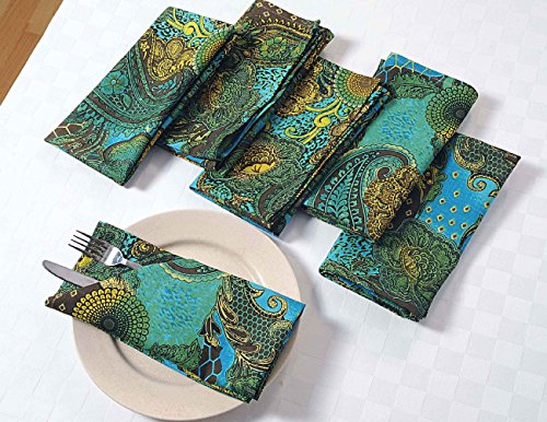 Colorful Paisley Cotton Dinner Napkins - 20