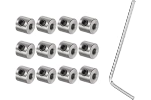 uxcell 12pcs Set-Screw Collars 3mm Bore Stainless Steel Shaft Collars, 8mm OD, 7mm Width, Landing Gear Stopper Wheel Collar with Hex Wrench