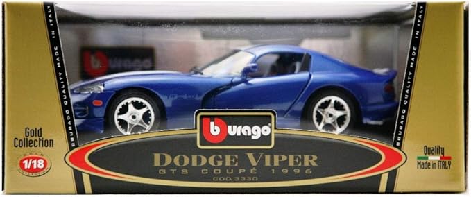 Amazon Com urago 1996 Dodge Viper Gts Coupe Red With White Stirps Gold Wheels Toys Games