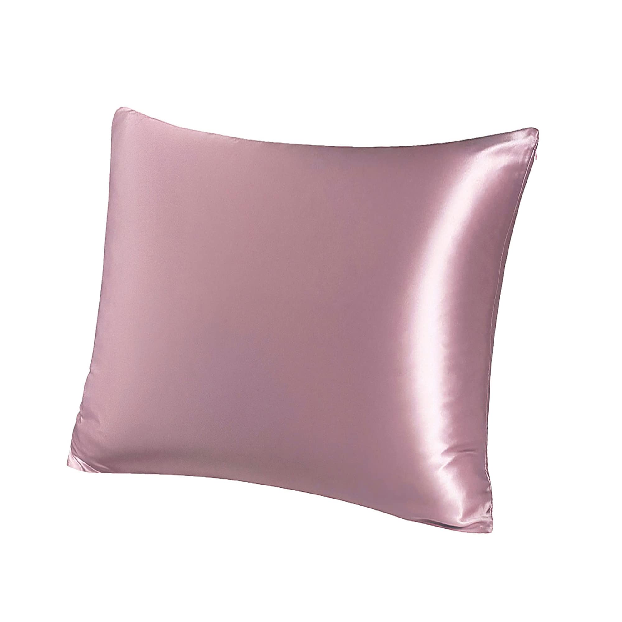 PiccoCasa 100% Silk Pillowcase for Hair and Skin, Both Side 400 Thread Count 19 Momme Silk Pillow Cases with Hidden Zipper, 1 Pc Mauve Pink 40x40cm