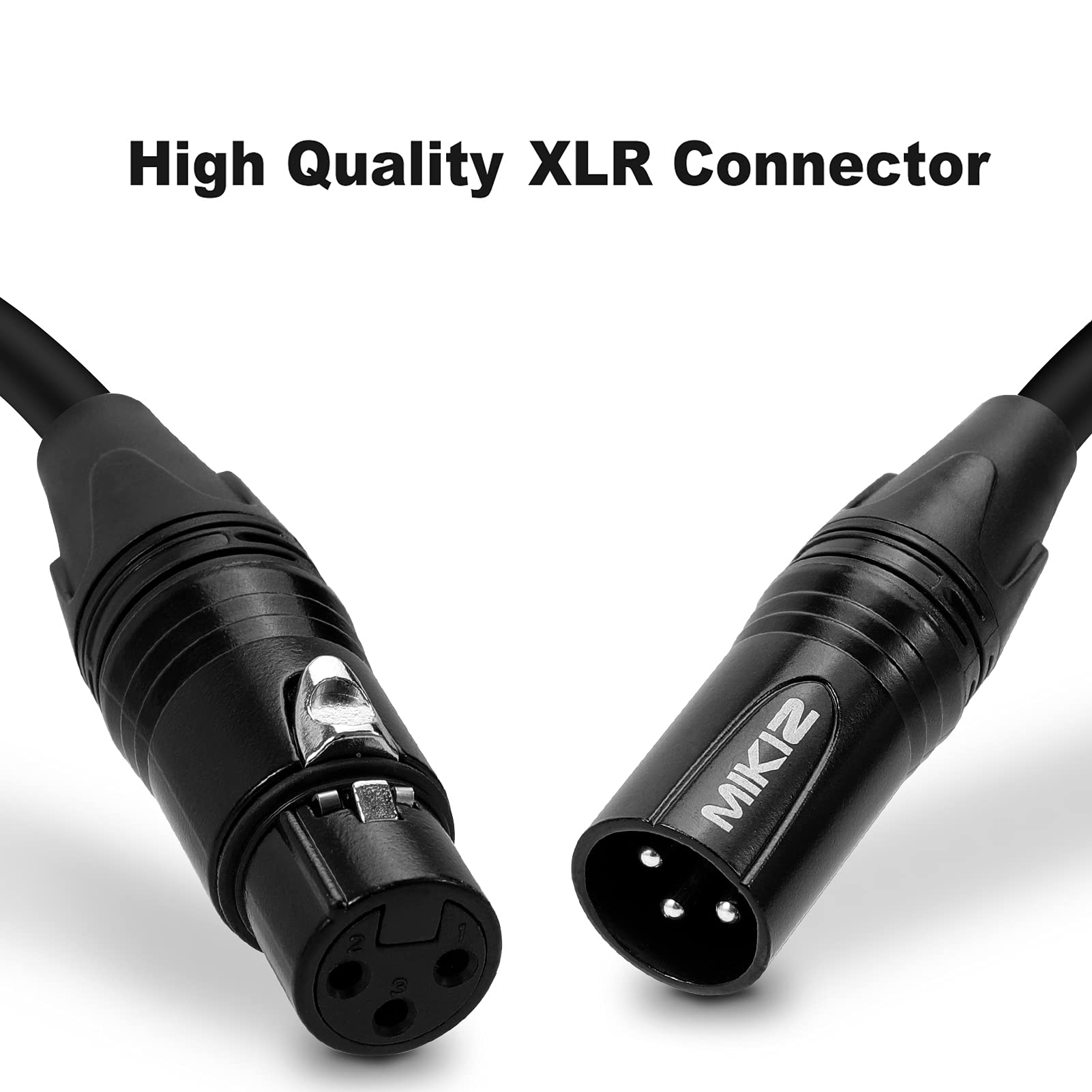 MIKIZ XLR Cables 50 Feet 2 Packs - Premium Balanced Microphone Mic Cord 3 Pin XLR Male to Female 50ft