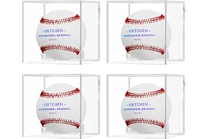 LAATSE 4 Pack Baseball Display Case Acrylic Cube Baseball Holder UV Protected Official Baseball Autograph Display Case Memorabilia Display Storage Box for Golf Tennis Billiard