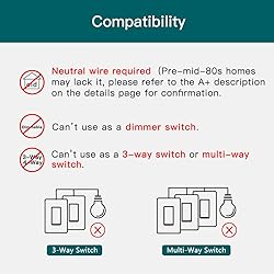 TREATLIFE Smart Light Switch Single Pole Works with