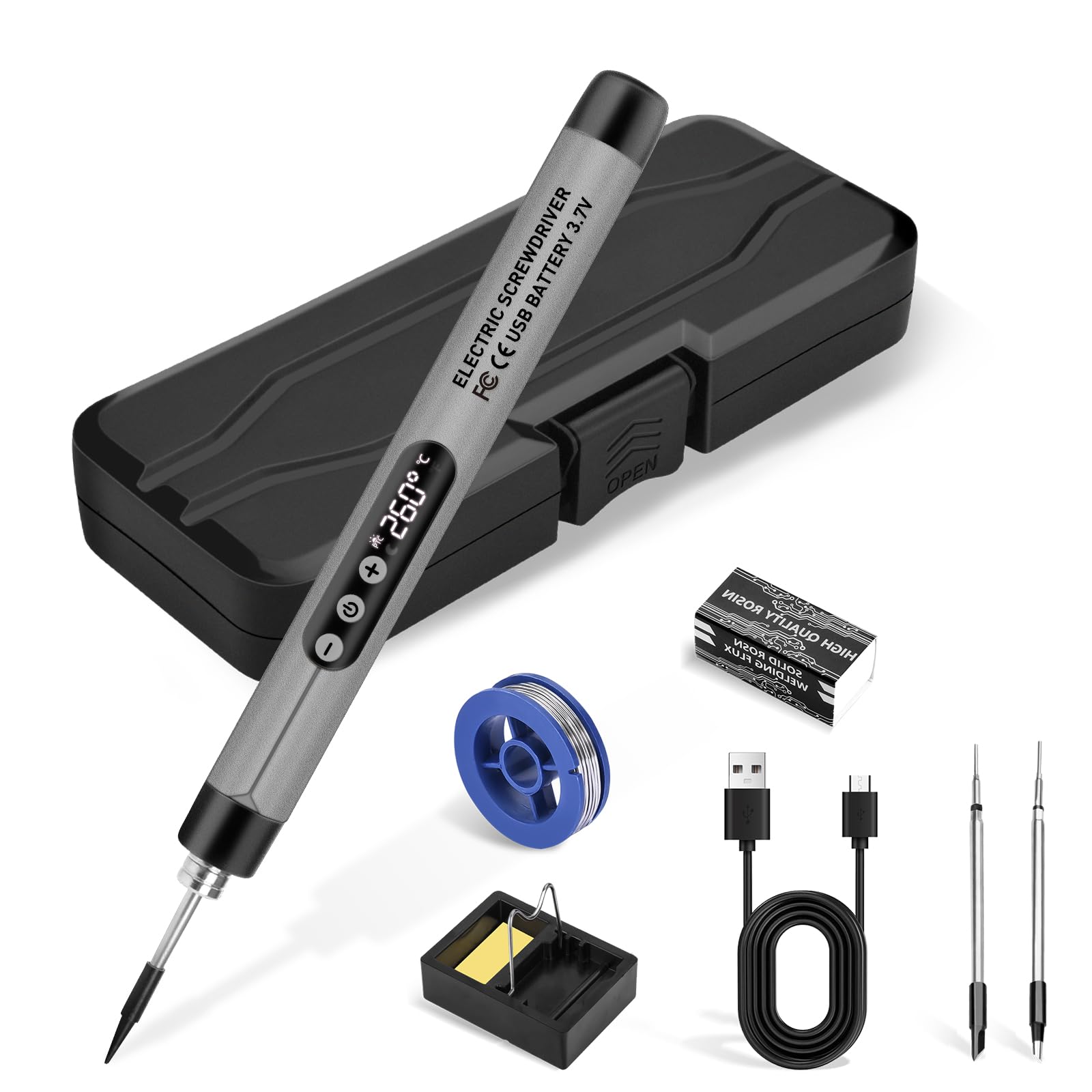Photo 1 of Dmyond Cordless Soldering Iron Kit, USB Rechargeable Portable Cordless Soldering Iron, LCD Digital Adjustable Temperature Thermostatic for Home Appliance Repair, DIY - Grey