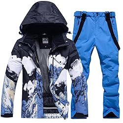 YEEFINE Men's Ski Suit Waterproof Snow Suits Two