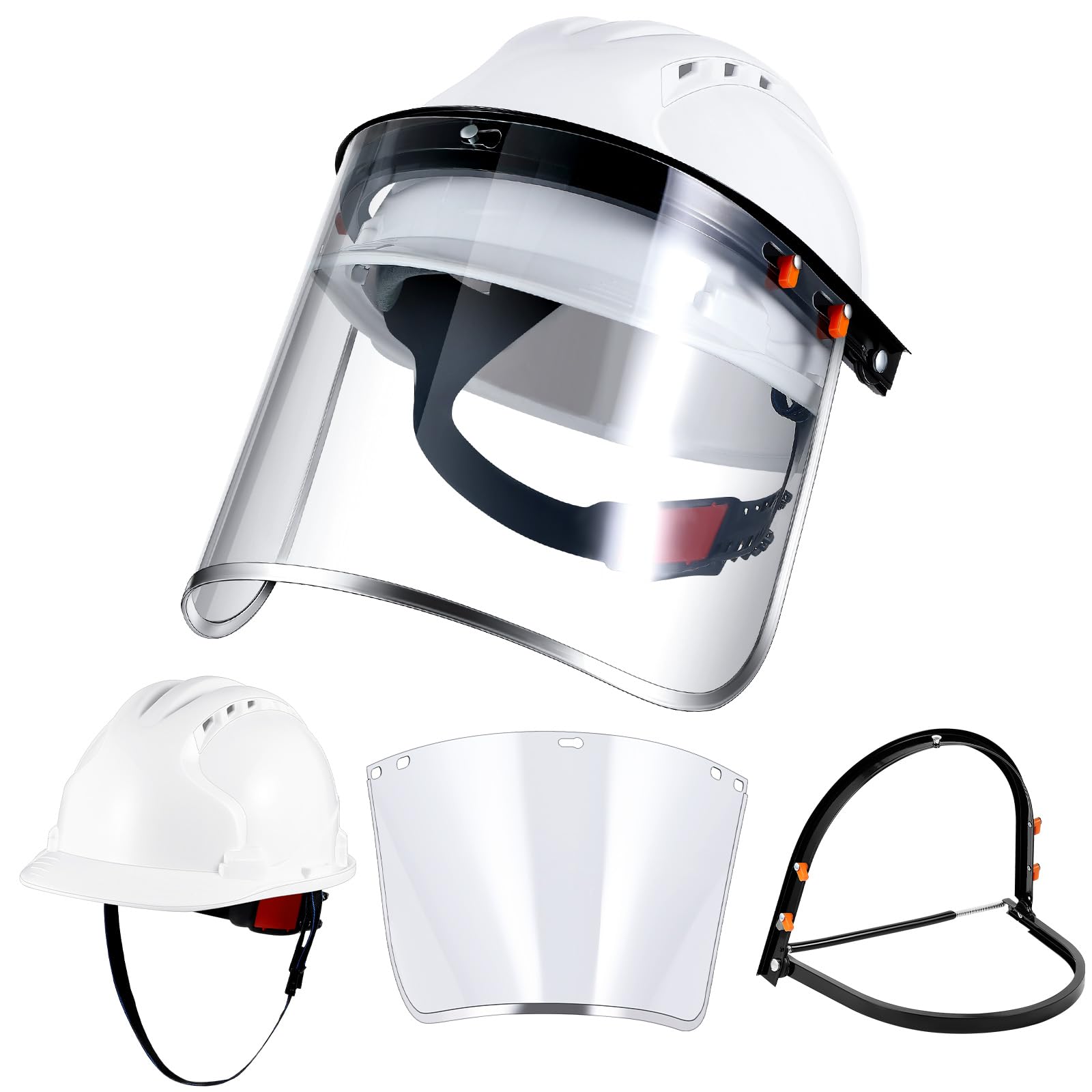 Photo 1 of Duraaamo 1 Set 3 in 1 Safety Face Shield Include Hard Hat Helmet Cutting Chainsaw Face Shield Full Brim Hard Hat Adapter for Grinding Industrial Forestry Construction Protective (Black)