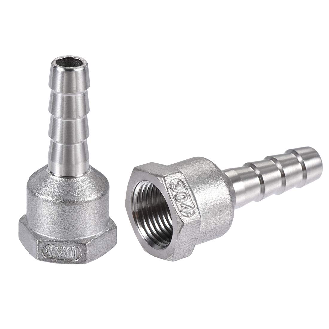 sourcing map 304 Stainless Steel Hose Barb Fitting Coupler, 10mm Barb x G3/8 Female Thread Pipe Adapter