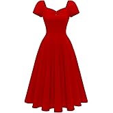 Wedtrend Women's 1950s Dresses With Sleeve 40s Tea Party Dresses Cocktail Dress Swing Vintage Dress