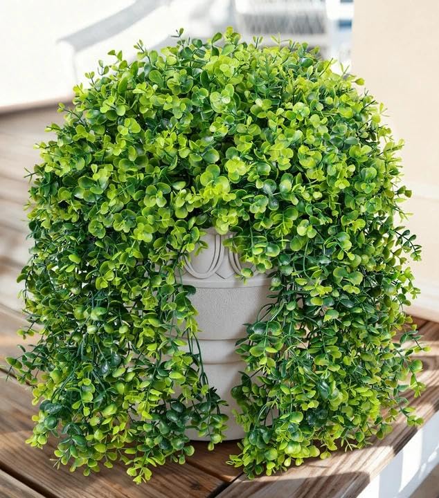 Faux Outdoor Plants Fake Hanging Plants for Outdoors Outside Decorations, 2 Pcs Green Faux Eucalyptus Stems Realistic UV Resistant Artificial Greenery for Planters Porch Garden Yard Front Door Patio