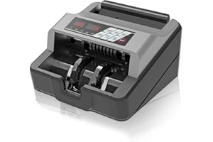 TIHOO Portable Money Counter - Advanced UV/MG Counterfeit Detection, Fast & Accurate Dollar Bill Counting, 1,300 Bills/Min, User-Friendly, Durable 24/7 Operation, 2-Year Warranty, Black & Gray
