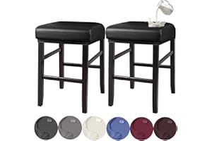 HFCNMY Rectangle Stool Covers, Waterproof PU Bar Stool Covers with Elastic Bands (2 Pack, Black)