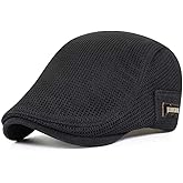 Elwow Men's Summer Mesh Newsboy Flat Cap Trucker Hat Sun Hat Adjustable