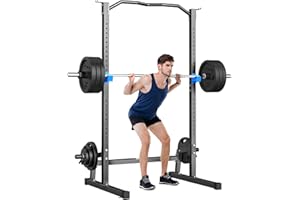 BEKING Power Rack Squat Rack Cage with Pull Up Bar,Adjustable Power Cage Exercise Squat Stand with Barbell Rack Weight Plate Storage,Strength Training Workout Station for Home Gym Fitness
