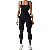 AURUZA Jumpsuit for Women Workout Seamless Jumpsuits Yoga Ribbed One Piece Tank Tops Rompers Sleeveless Exercise Jumpsuits