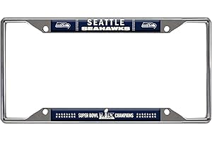 Logo Brands Seattle Seahawks Super Bowl LX Champions Chrome License Plate Frame – Heavy-Duty Polished Metal Car Accessory for