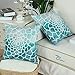 CaliTime Pack of 2 Cozy Fleece Throw Pillow Cases Covers for Couch Bed Sofa Manual Hand Painted Print Colorful Dahlia Compass 18 X 18 Inches Teal