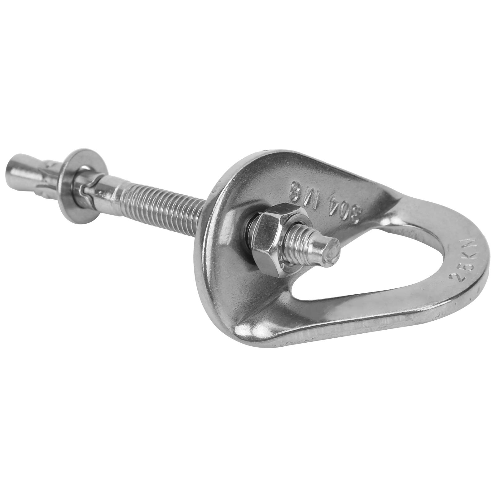 Tiiyee Climbing Anchor Bolt Set, 25KN Hook Set Heavy Duty Stainless Steel Hanger and Expansion Screw Outdoor Piton Nail Plates Climb Safe Fixed Point for Fire Ladder Hiking Camping (1 Hanger + Bolts)