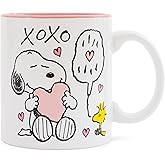 Silver Buffalo Peanuts Snoopy and Woodstock Valentine's Day XOXO Ceramic Mug | Large Coffee Cup For Tea, Cocoa, Beverages | Holds 20 Ounces