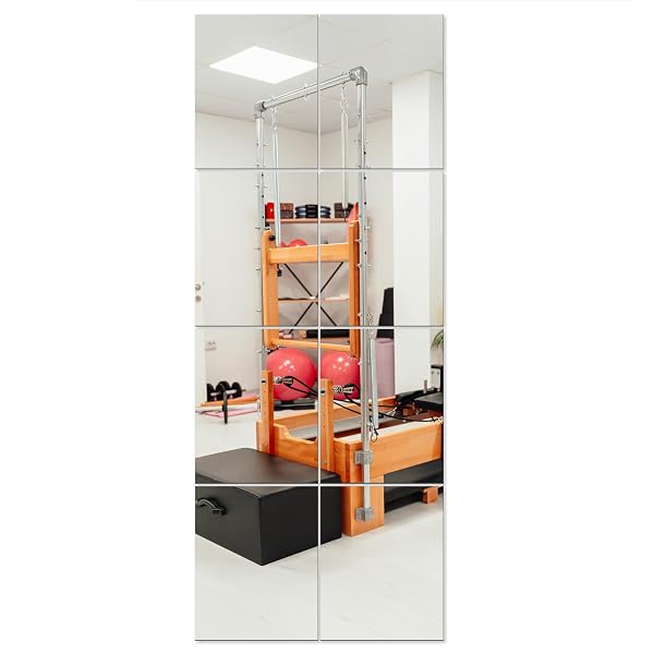 RUOMENG FULL LENGTH WALL MIRROR TILES, GYM MIRRORS 12″ X 15″ X 4PCS SQUARE WALL MOUNTED MIRROR, FRAMELESS MIRROR TILES FOR HOME GYM, BEDROOM, DOOR