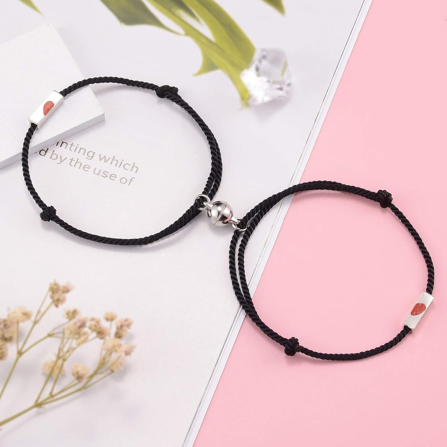 YELUWA 2Pcs Couple Magnetic Rope Bracelets Mutual ...