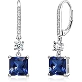 CiNily Square-cut Drop Dangle Earrings for Women Hypoallergenic, Multi-color Cubic Zirconia Earrings Diamond Dangle Earrings Jewelry Gifts for Mothers Day 14K White Gold | Gold Plated