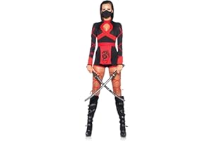 Leg Avenue Women's 3 Pc Dragon Ninja Costume with Hooded Romper, Waist Sash, Face Mask