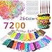 QINGYA 7200 pcs Loom Rubber Bands-26-Colors Loom Bands Refills Kit with 200 Clip Connectors&6 Hooks for Kids Bracelet Weaving DIY Crafting