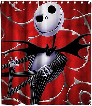 Amazon ナイトメアー ビフォア クリスマス シャワーカーテン ハロウィン装飾テーマ ファブリックバスルーム装飾セット フック付き 防水 洗濯可能 72 X 72インチ ホワイト レッド シャワーカーテン ホーム キッチン オンライン通販