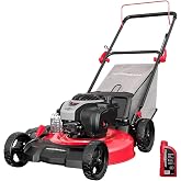 PowerSmart 21" 3-in-1 Gas Push Lawn Mower with 140cc Briggs&amp;Stratton 4-Stroke Engine - Wide Cutting Deck, 6 Height Adjustments, Mulching Capability