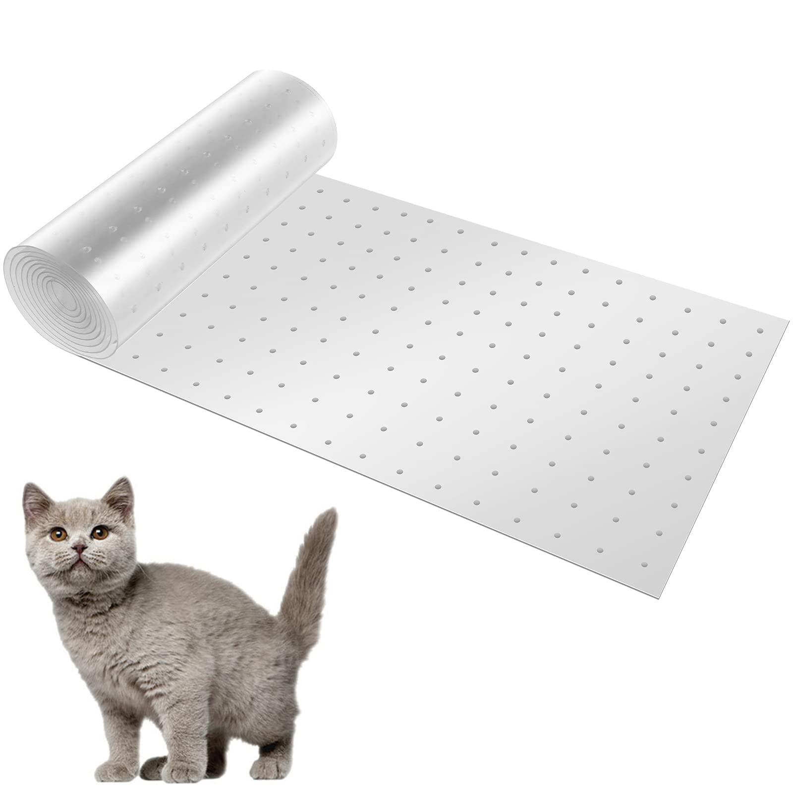 Beenle-Icey Carpet Cat Scratch Protector with Nail Bottom Non-slip Cat Scratching Transparent Anti Dog Scratch Pad Reusable Door Guard for Door Hallway(31 * 250CM)