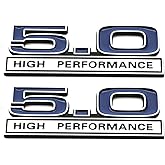 2pcs 5.0 Liter High Performance Engine Emblems Badge 3D Decals Stickers Cars Trucks (Chrome Blue)