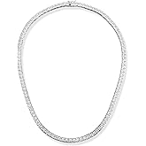 Gemsme 4mm Square Tennis Necklaces for Women/Men - 18K Yellow/White Gold Plated 4 * 4mm Square Cubic Zirconia Classic Diamond Tennis Chain, Ladies Tennis Necklace Size 16-20 inch