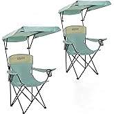 YOUNG WOOD Portable Camping Chair Beach Chair with Shade Canopy, Fold Lightweight Oversized for All, Easy to Open and Close Without Installation, Side Pocket Design for All Outdoor Activities,Blue,2p