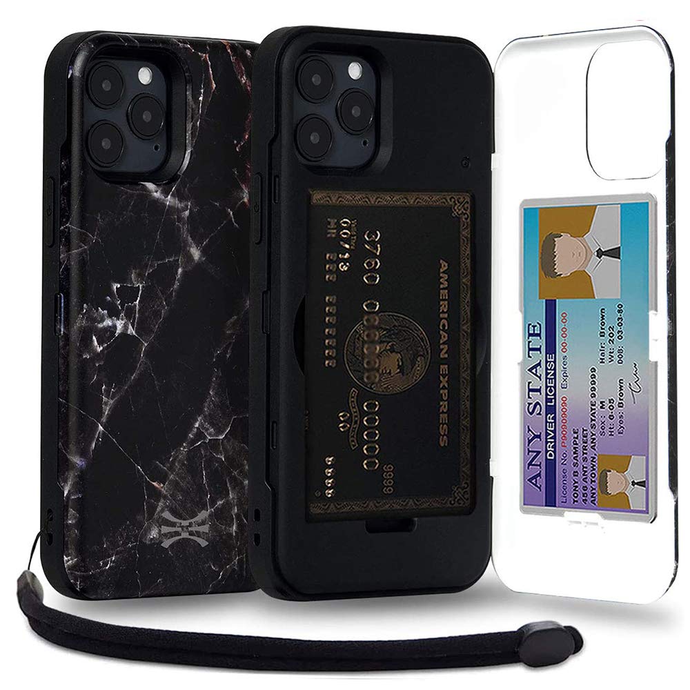 TORU CX PRO for iPhone 12 Pro/iPhone 12 Case Wallet | Protective Shockproof Heavy Duty Cover with Hidden Card Holder & Card Slot | Mirror & Wrist Strap Included - Marble — image 1