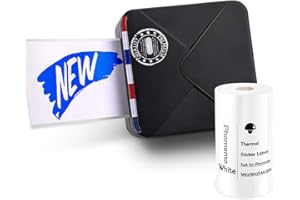 MEMOQUEEN Phomemo M02S Mini Thermal Printer, 300DPI Bluetooth Portable Wireless Pocket Mobile Sticker Printer Compatible with iOS & Android Phone,Printing Photo, Document, Labels, Address, Creative Gift - Black