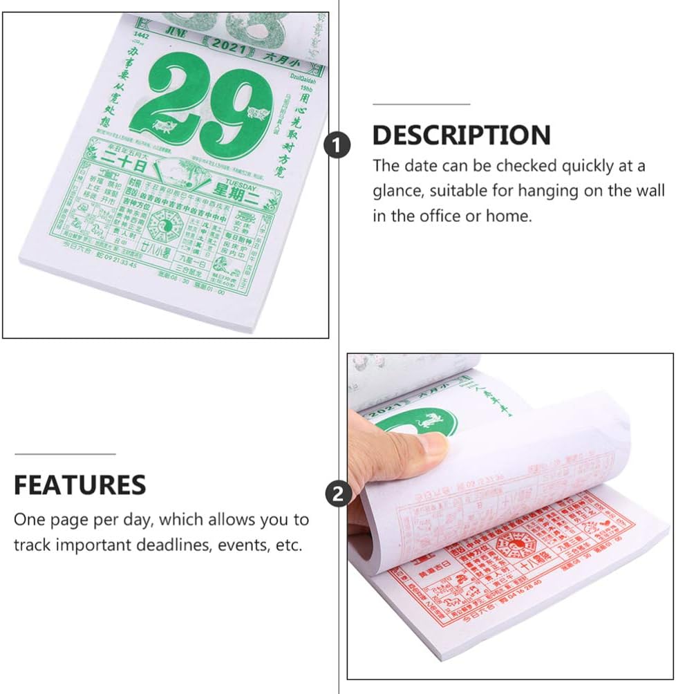 Toddmomy Calendrier Chinois 21 Pour Lannee Du Bouf 21 Page Individuelle Par Jour Total 365 Pages Chaque Page Porte Chance Calendriers Agendas Et Organiseurs Fournitures De Bureau Ram Mount Co Uk