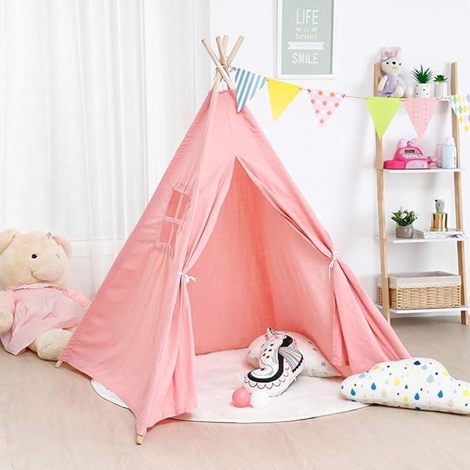 Luvodi Tipi Enfant Tente De Jeu Decoratif Cadeau Fille Garcon Maison De Jouet Teepee Chambre Avec Fenetre 1 X 1 X 130 Cm Rose Tentes De Jardin Youngunsofarizona Jeux Et Jouets