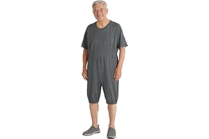 EEOST Adaptive Clothing for Men, Anti-Strip Back-Zip Cotton Romper, Elderly Care Onesie for Special Needs and Disabilities