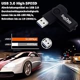 SunData 64GB USB 3.0 Flash Drive Metal Swivel Black High Speed 90MB/s view 2